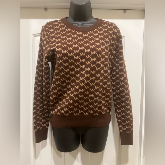 Michael Kors Sweaters - Michael Michael Kors MK Monogram Knit Sweater | Size S | Saddle Brown | NWT
